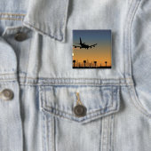 Badge Carré 5 Cm Silhouette d'un avion en vol (En situation)