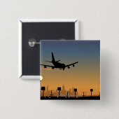 Badge Carré 5 Cm Silhouette d'un avion en vol (Devant & derrière)