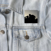 Badge Carré 5 Cm Silhouette d'un Squad mitrailleur automatique d'ar (En situation)