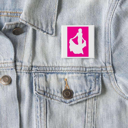 Badge Carré 5 Cm Silhouette élégante d'une femme en souffle