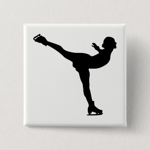 Badge Carré 5 Cm Silhouette femme patine sur glace
