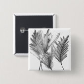 Badge Carré 5 Cm Silhouette florale - Gris (Devant & derrière)