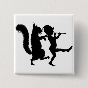 Badge Carré 5 Cm Silhouette magique Vintage et ludique