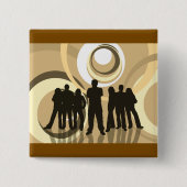 Badge Carré 5 Cm Silhouette rétro Personnes avec cercles Abstraits (Devant)
