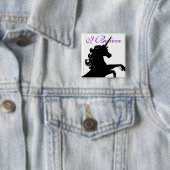 Badge Carré 5 Cm Silhouette Unicorne (En situation)