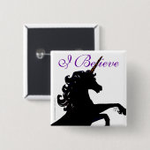 Badge Carré 5 Cm Silhouette Unicorne (Devant & derrière)