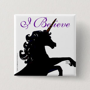 Badge Carré 5 Cm Silhouette Unicorne