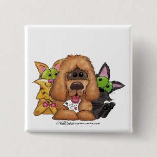 Badge Carré 5 Cm Silly et Tig avec Sassie-Pet Adoption is LOVE