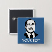 Badge Carré 5 Cm Silvio Berlusconi (Devant & derrière)