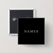 Badge Carré 5 Cm Simple Black Custom Ajouter Votre Nom Bouton Éléga (Devant & derrière)