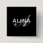 Badge Carré 5 Cm Simple Custom Name Monogram 2''Scratch Resistant (Devant)