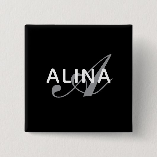 Badge Carré 5 Cm Simple Custom Name Monogram 2''Scratch Resistant (Devant)