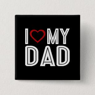 Badge Carré 5 Cm Simple J'Aime Le Coeur Ma Typographie Papa Bouto