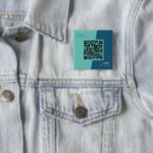 Badge Carré 5 Cm Simple moderne professionnel QR Code bleu vert (En situation)