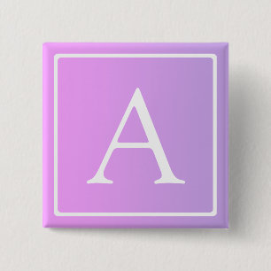 Badge Carré 5 Cm Simple Monogramme Ombré Rose/Violet Subtil
