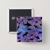 Badge Carré 5 Cm Simple requin mâchoires baleine motif de galaxie o (Devant & derrière)