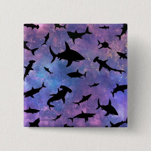 Badge Carré 5 Cm Simple requin mâchoires baleine motif de galaxie o (Devant)