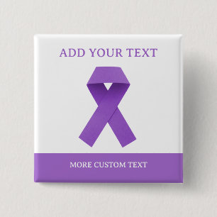 Badge Carré 5 Cm Simple Ruban Violet de Sensibilisation Personnalis