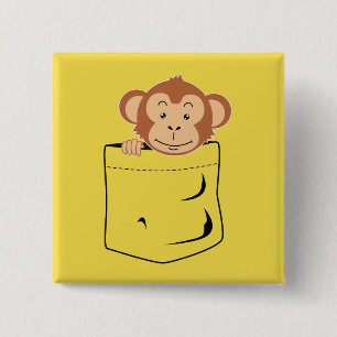 Badge Carré 5 Cm Singe dans la poche