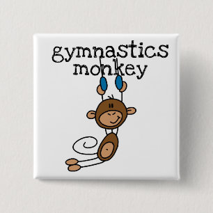 Badge Carré 5 Cm Singe de gymnastique
