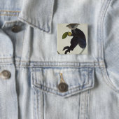 Badge Carré 5 Cm Singe noir (En situation)