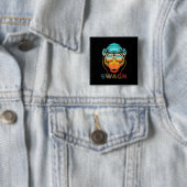 Badge Carré 5 Cm Singe Rétro Swagn (En situation)