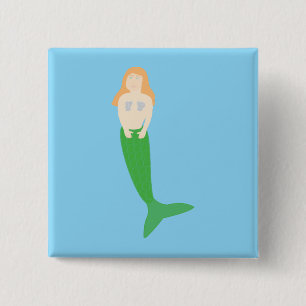 Badge Carré 5 Cm Sirène