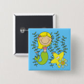 Badge Carré 5 Cm Sirène blonde (Devant & derrière)