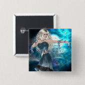 Badge Carré 5 Cm Sirène Sky Imaginaire (Devant & derrière)