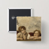 Badge Carré 5 Cm Sistine Madonna Angels par Raphael (Devant & derrière)