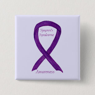 Badge Carré 5 Cm Sjogren's Syndrome Awareness Ribbon Custom Art Pin