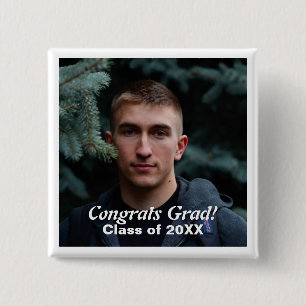 Badge Carré 5 Cm Skaymarts Congrats Grad Photo Custom Pinback