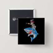 Badge Carré 5 Cm Skeleton Pirate équitation Requin mignonette Garço (Devant & derrière)