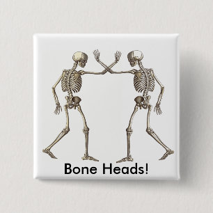 Badge Carré 5 Cm Skeletons de tête d'os