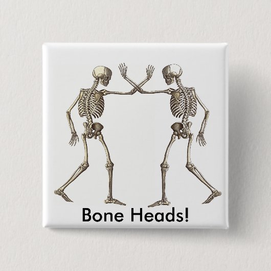 Badge Carré 5 Cm Skeletons de tête d'os (Devant)