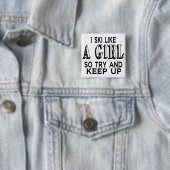 Badge Carré 5 Cm Ski à la petite fille (En situation)