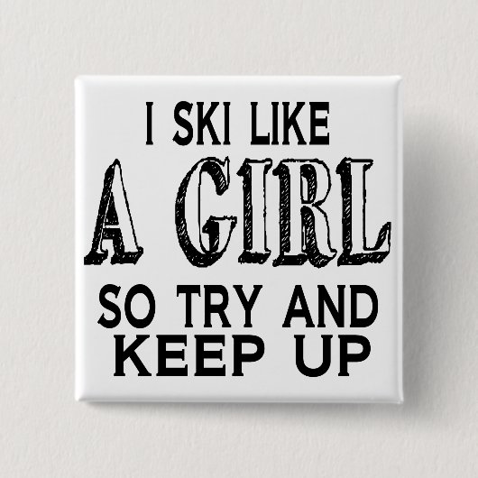 Badge Carré 5 Cm Ski à la petite fille (Devant)