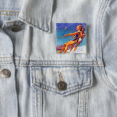 Badge Carré 5 Cm Skier nautique par McClelland Barclay (En situation)