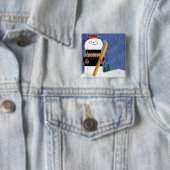 Badge Carré 5 Cm Skis pour Snowman (En situation)