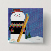 Badge Carré 5 Cm Skis pour Snowman (Devant)