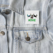 Badge Carré 5 Cm Skydive - texte vert (En situation)