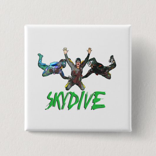 Badge Carré 5 Cm Skydive - texte vert (Devant)