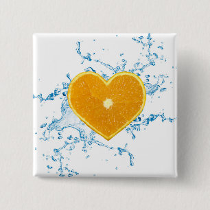 Badge Carré 5 Cm Slice of Heart-Shaped Orange