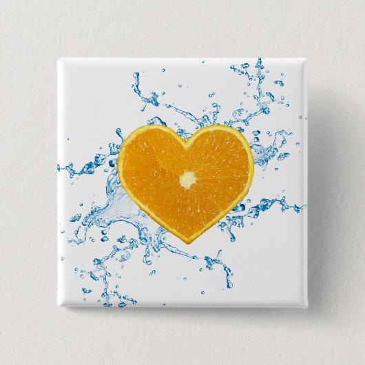 Badge Carré 5 Cm Slice of Heart-Shaped Orange (Devant)