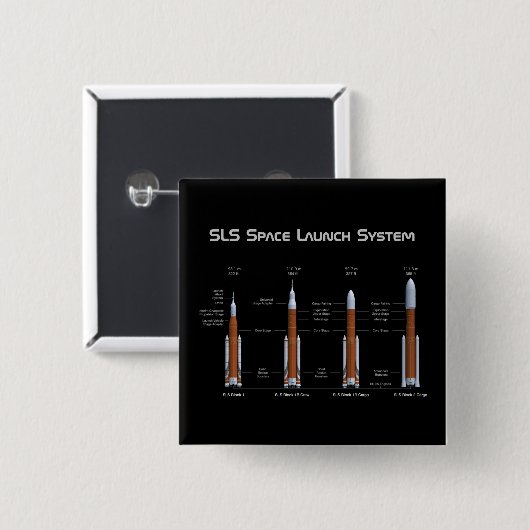 Badge Carré 5 Cm SLS Space Launch System (Devant & derrière)