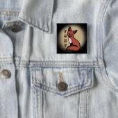 Badge Carré 5 Cm Sly Red Foxy Fox (En situation)