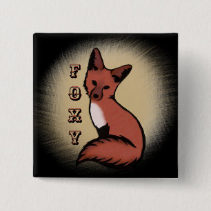 Badge Carré 5 Cm Sly Red Foxy Fox