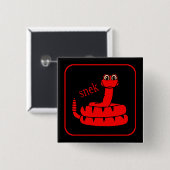 Badge Carré 5 Cm Snek rouge (Devant & derrière)