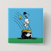 Badge Carré 5 Cm Snoopy Jumping dans le pot d'or (Devant)