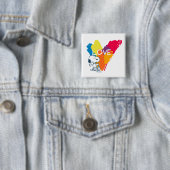 Badge Carré 5 Cm Snoopy | Rainbow Love Heart (En situation)